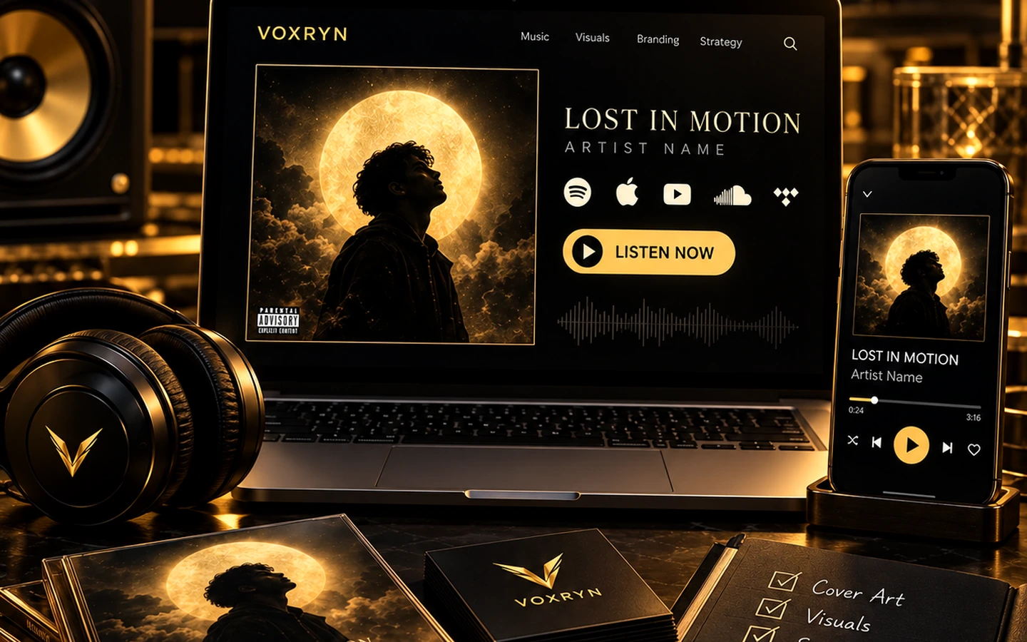 VOXRYN artist release creative studio showing music, visuals and release branding